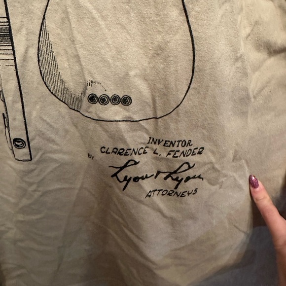 Tan “Fender” Men's T-Shirt w/ Back Graphic XL - Picture 5 of 7